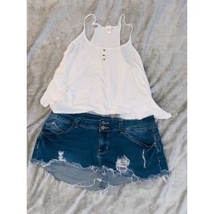 crop top and jean shorts